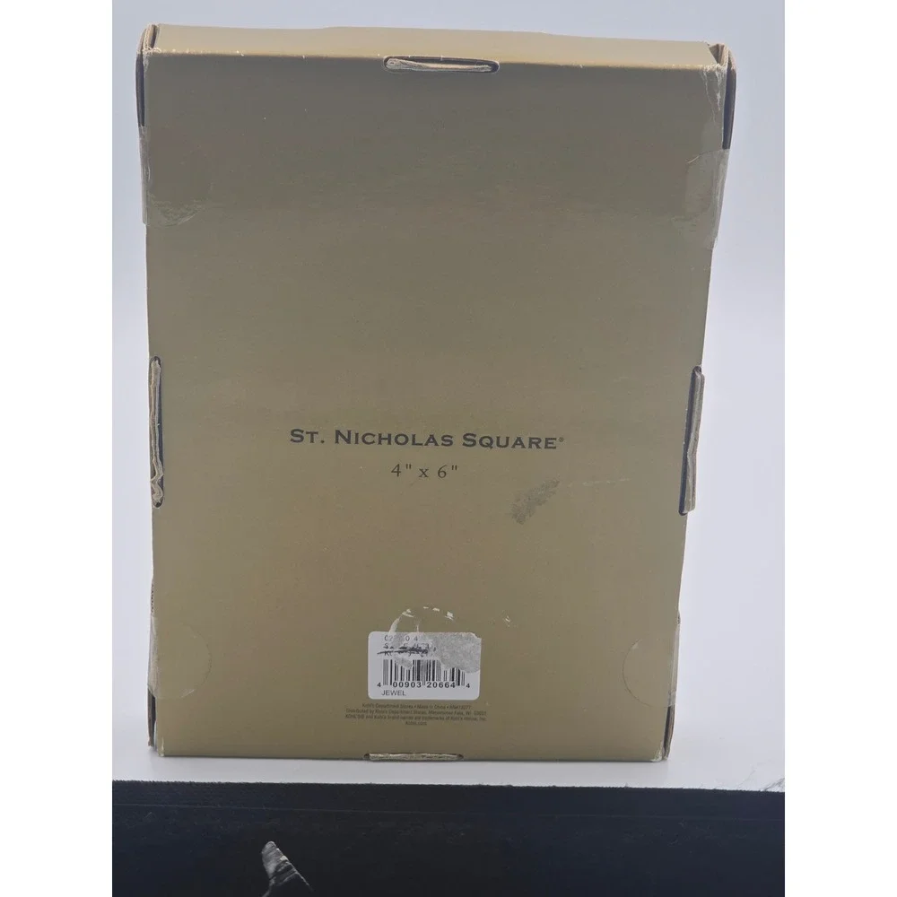 St. Nicholas Square Christmas Fireplace Picture Frame Pewter Style Holiday NIB